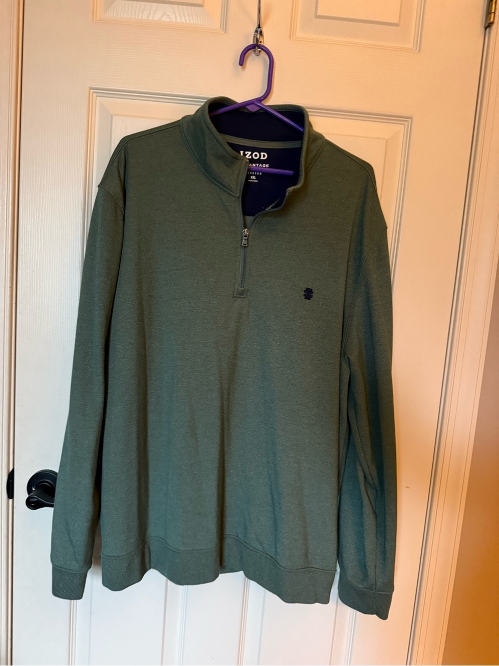 Izod Men’s Olive Green Half-Zip Pullover Sweater
